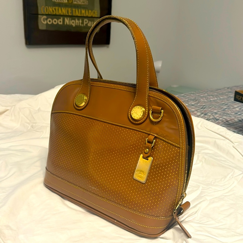 Vintage Dooney &Bourke brown leather shoulder bag/ 2way with added strap